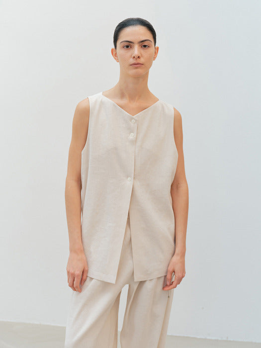 [moia] viscose linen vest (ecru)