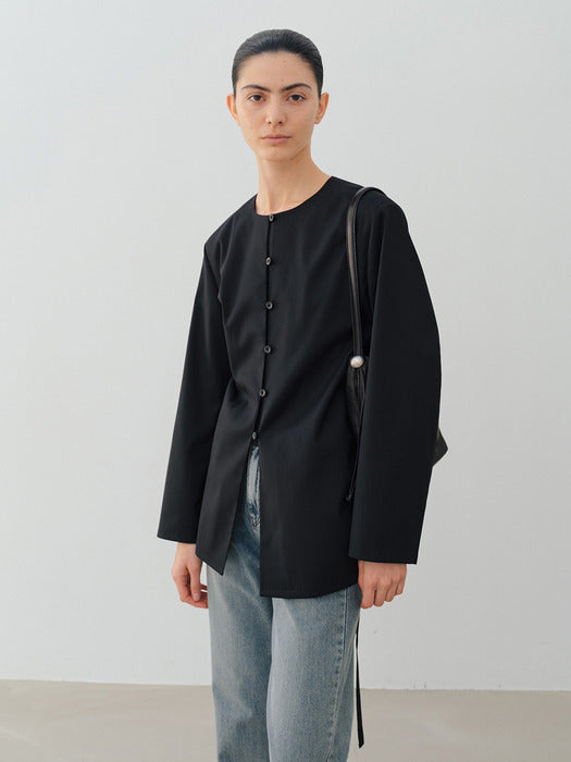 [moia] round button jacket (black)