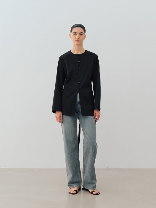 [moia] round button jacket (black)