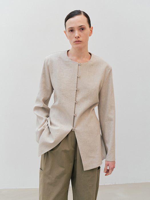 [moia] round button jacket (beige)
