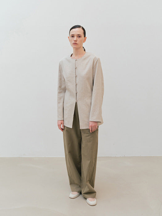 [moia] round button jacket (beige)