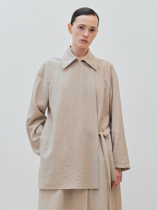 [moia] sheer flap coat (sand beige)