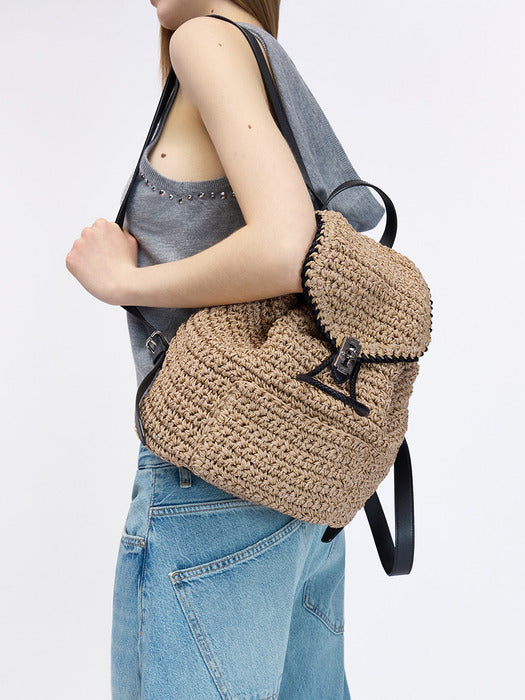 Vunque Boater Weaving Backpack M Beige