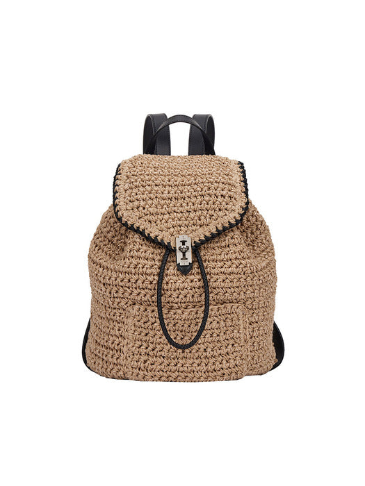 [vunque] Exclusive Boater Weaving Backpack M (Medium) in Beige
