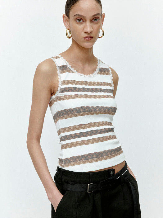[andersson bell] HAIR BRAID STRIPE TANK TOP atb1263w(WHITE)