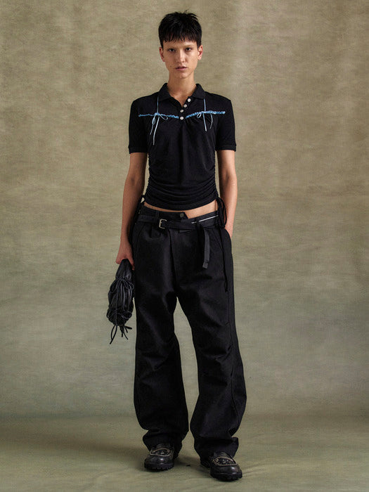 [andersson bell] HALTER STRING PIQUE POLO SHIRTS atb1255w(BLACK)