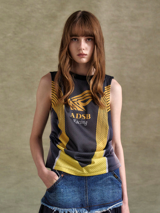 [andersson bell] RACING REWORKED SLEEVELESS atb1305w(CHARCOAL)