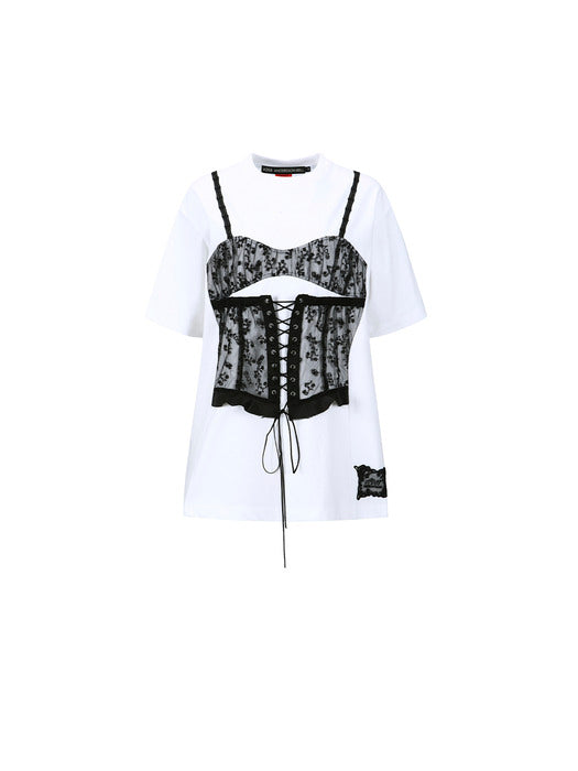 [andersson bell] LACE CORSET OVERSIZED T-SHIRT atb1268w(WHITE)