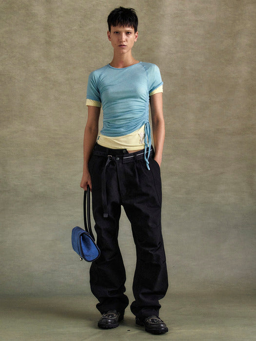 CINDY STRING LAYRED T-SHIRT atb1265w(SKY BLUE)