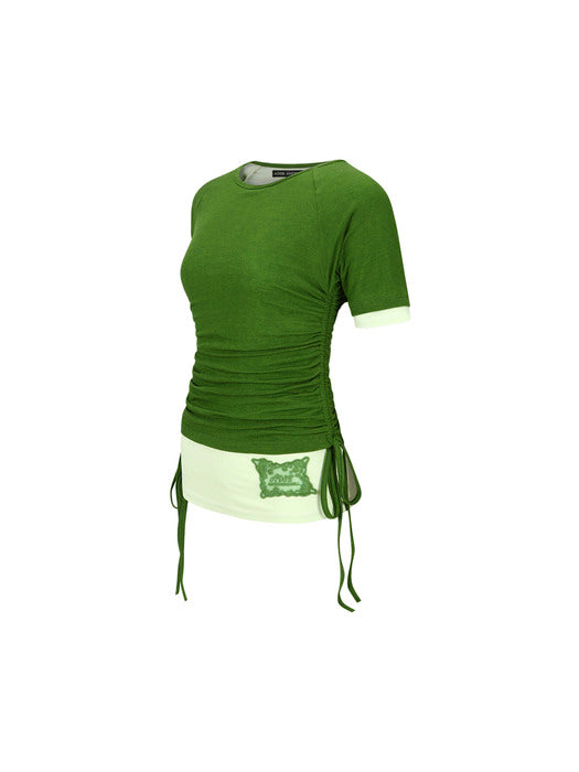 [andersson bell] CINDY STRING LAYRED T-SHIRT atb1265w(OLIVE)