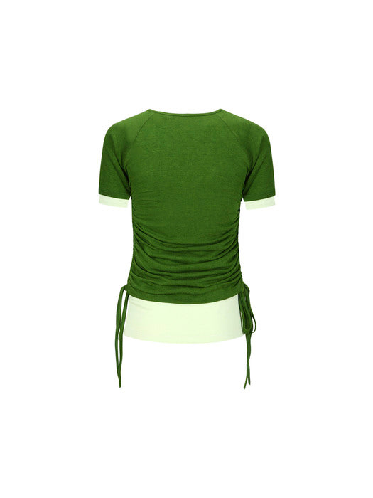 [andersson bell] CINDY STRING LAYRED T-SHIRT atb1265w(OLIVE)