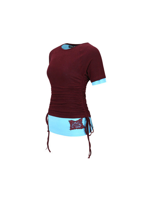 [andersson bell] CINDY STRING LAYRED T-SHIRT atb1265w(BURGUNDY)