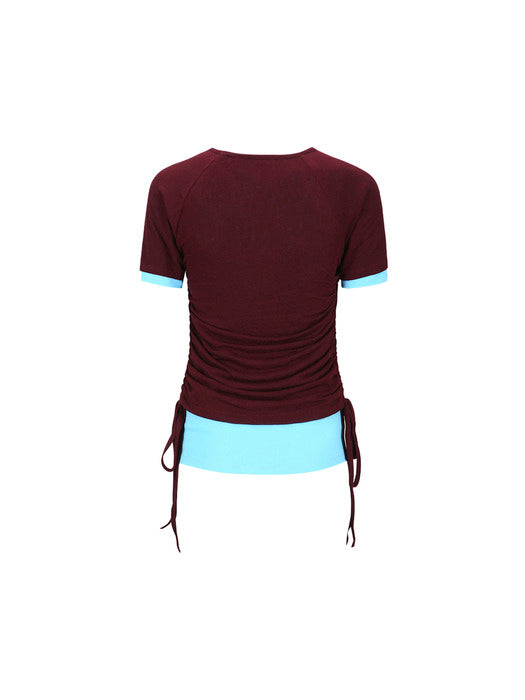 [andersson bell] CINDY STRING LAYRED T-SHIRT atb1265w(BURGUNDY)