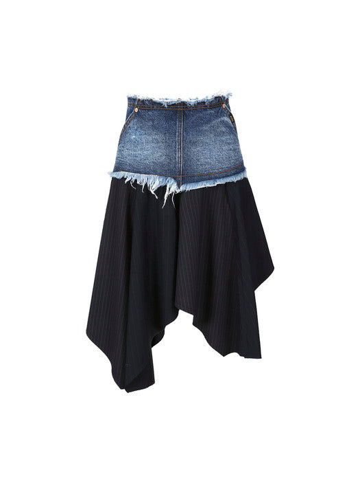[andersson bell] DENIM COMBINATION FAIRY SKIRT apa800w(NAVY)
