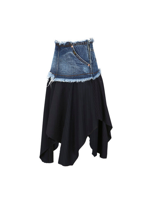 [andersson bell] DENIM COMBINATION FAIRY SKIRT apa800w(NAVY)