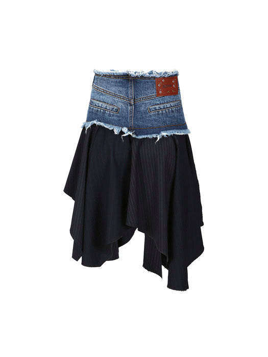 [andersson bell] DENIM COMBINATION FAIRY SKIRT apa800w(NAVY)