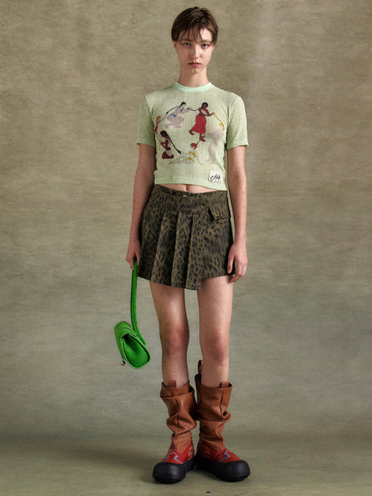 [andersson bell] LEOPARD WRAP SKIRT PANTS apa830w(KHAKI)