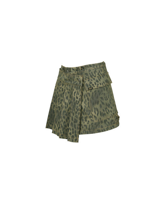 [andersson bell] LEOPARD WRAP SKIRT PANTS apa830w(KHAKI)