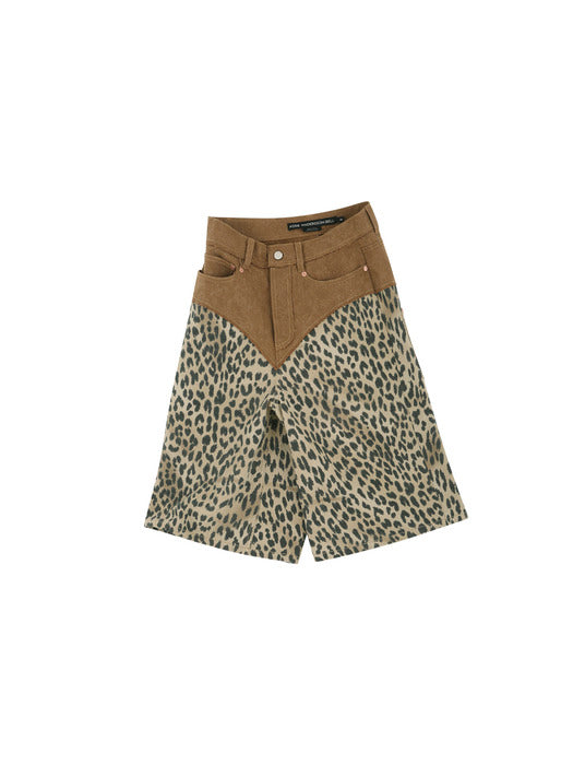 [andersson bell] OXFORD COMBO LEOPARD SHORTS apa821w(SAND)