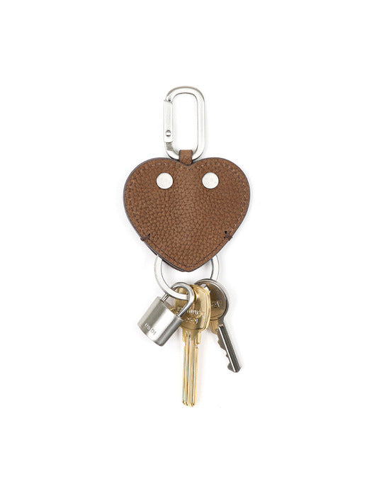 Osoi Heart Flat Key Ring [NUBUCK BROWN]