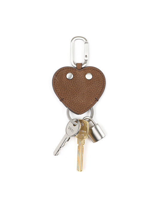 Osoi Heart Flat Key Ring [NUBUCK BROWN]