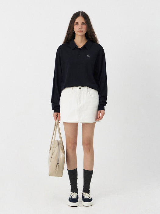 Grove 25Ps Rake Denim Skirt Pants [WHITE]