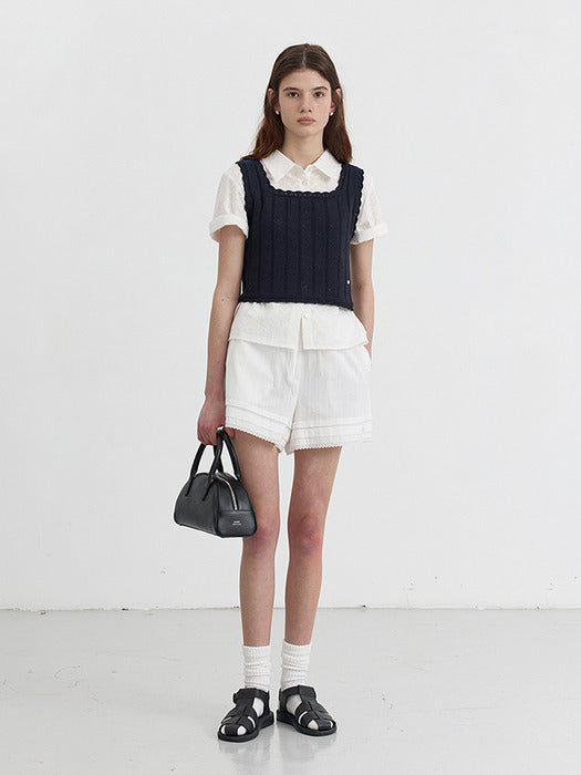 [dunst] LACED BANDING SHORTS IVORY_UDPA5B233IV