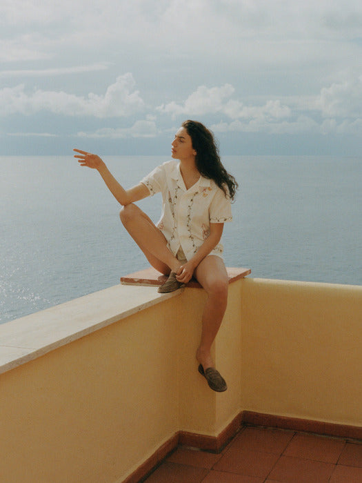 [dunst] DOUBLE PLEATED COTTON-LINEN SHORTS CREAM_UDPA5B231CR