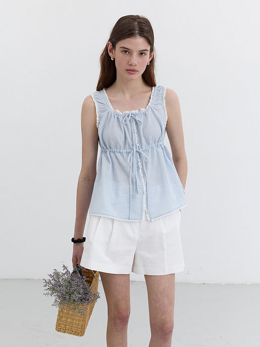 [dunst] DOUBLE PLEATED COTTON-LINEN SHORTS WHITE_UDPA5B231WT