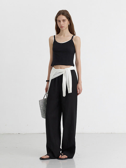 [dunst] LINEN BANDING PANTS BLACK_UDPA5B221BK