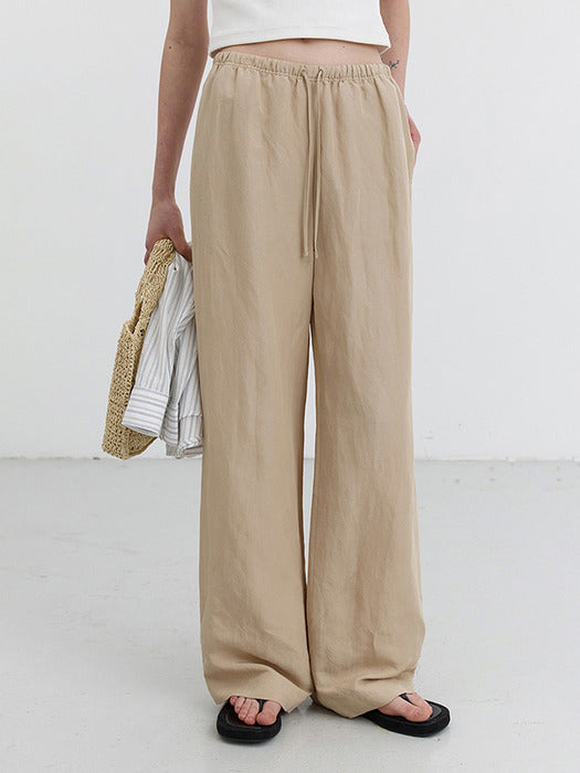 [dunst] LINEN BANDING PANTS LIGHT BEIGE_UDPA5B221I1