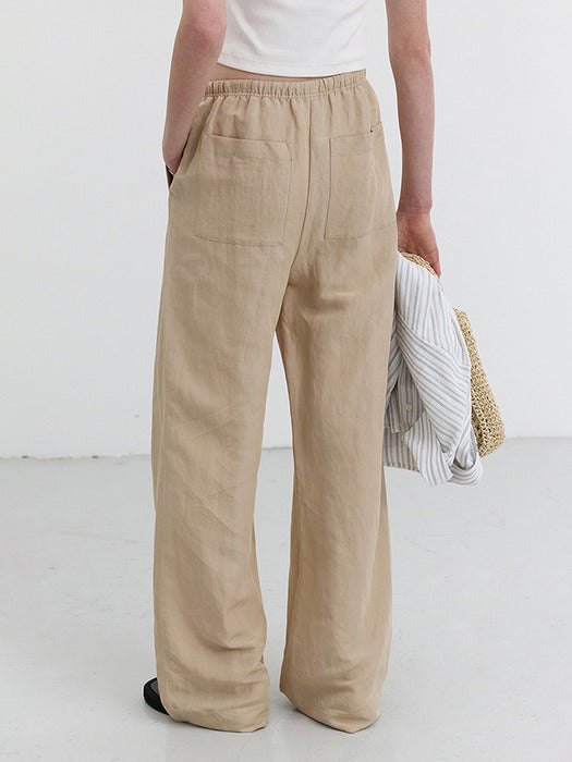 Dunst Linen Banding Pants Light Beige