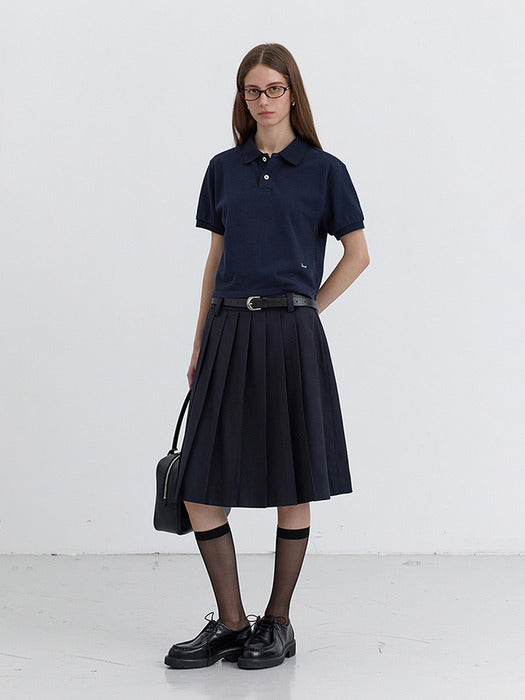 [dunst] MIDI PLEATS SKIRT FRENCH NAVY_UDSK5B229N2