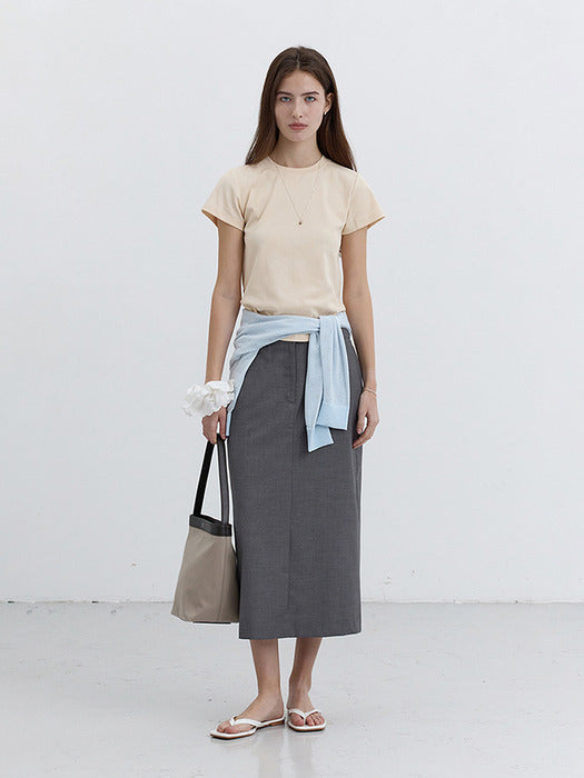 [dunst] CURVED HEM SLIM-FIT TOP BUTTER_UDTS5B225Y1