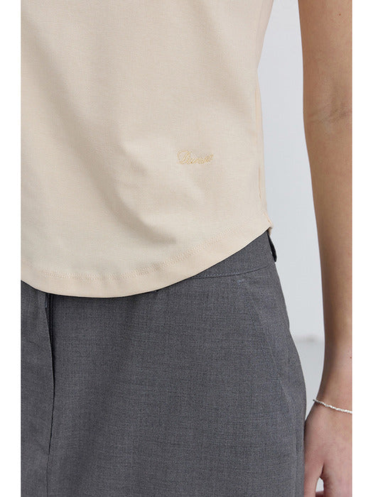 [dunst] CURVED HEM SLIM-FIT TOP BUTTER_UDTS5B225Y1