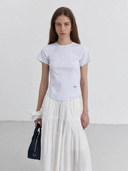 [dunst] CURVED HEM SLIM-FIT TOP LIGHT MELANGE GREY_UDTS5B225G1