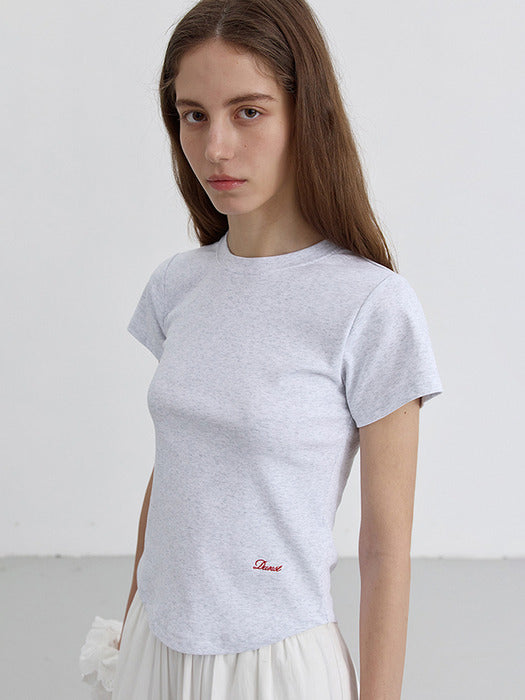 [dunst] CURVED HEM SLIM-FIT TOP LIGHT MELANGE GREY_UDTS5B225G1