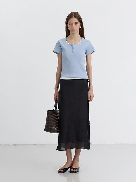 Dunst Classic Scoop Neck Top Soft Blue