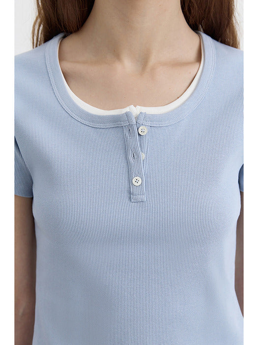 Dunst Classic Scoop Neck Top Soft Blue
