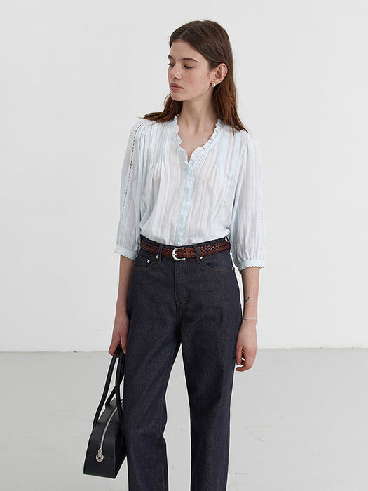 [dunst] JANE FRILL BLOUSE SOFT BLUE_UDBL5B222B1