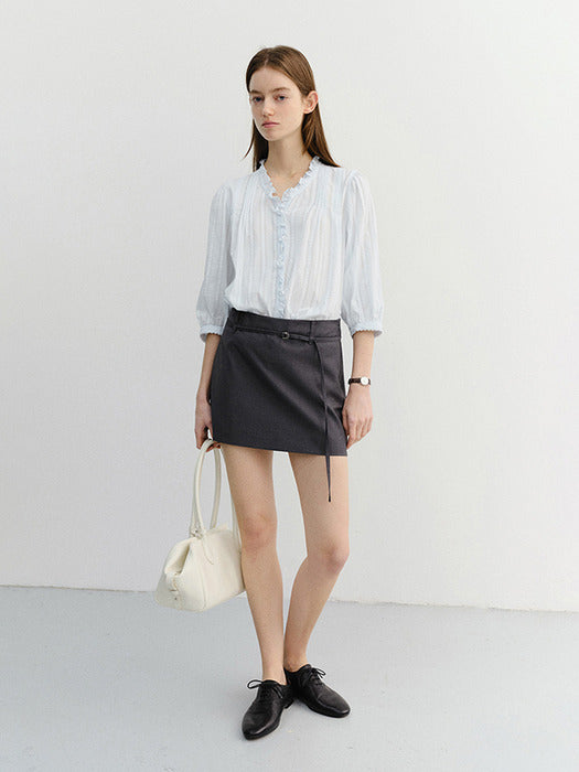 Dunst Jane Frill Blouse Soft Blue
