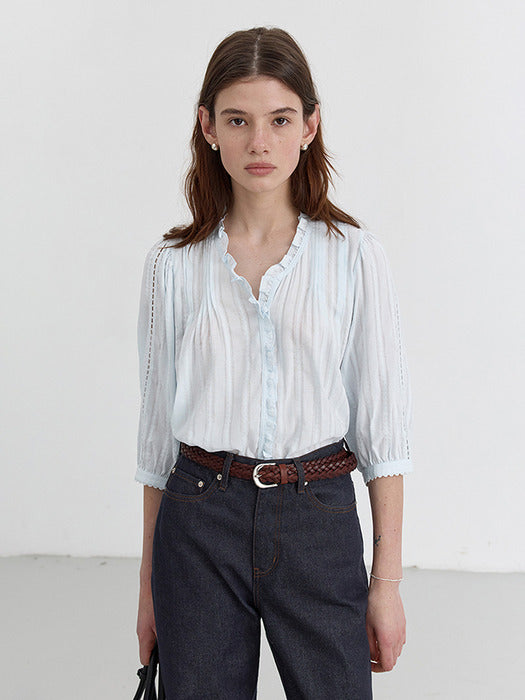 [dunst] JANE FRILL BLOUSE SOFT BLUE_UDBL5B222B1