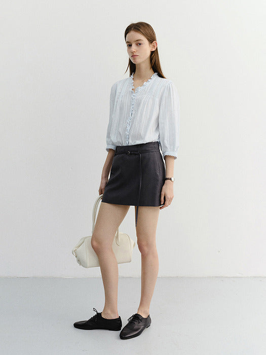 Dunst Jane Frill Blouse Soft Blue