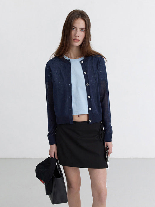 Dunst Crewneck Sheer Cardigan Navy