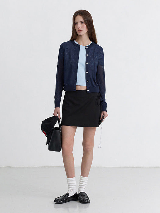 Dunst Crewneck Sheer Cardigan Navy