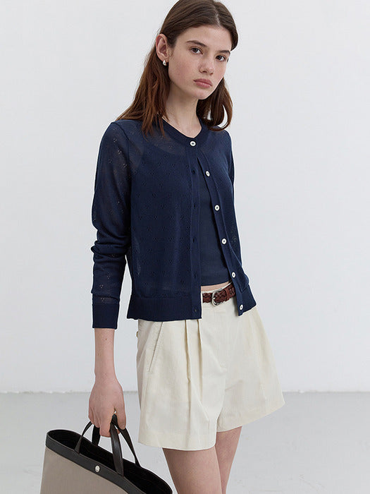 Dunst Crewneck Sheer Cardigan Navy
