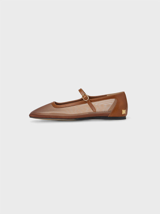 Eenk Mesh Mary-Jane Flats - Brown
