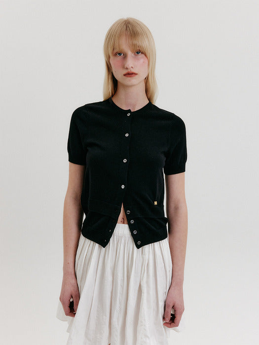 Eenk Layered Knit Cardigan - Black