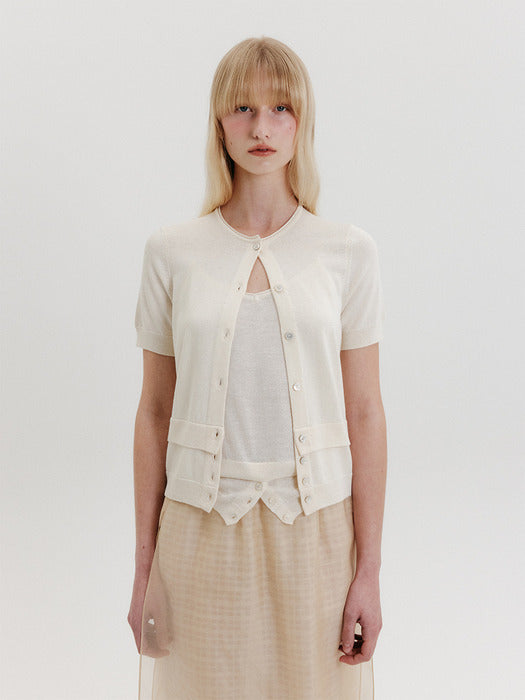 [EENK] Layered Knit Cardigan - Ivory