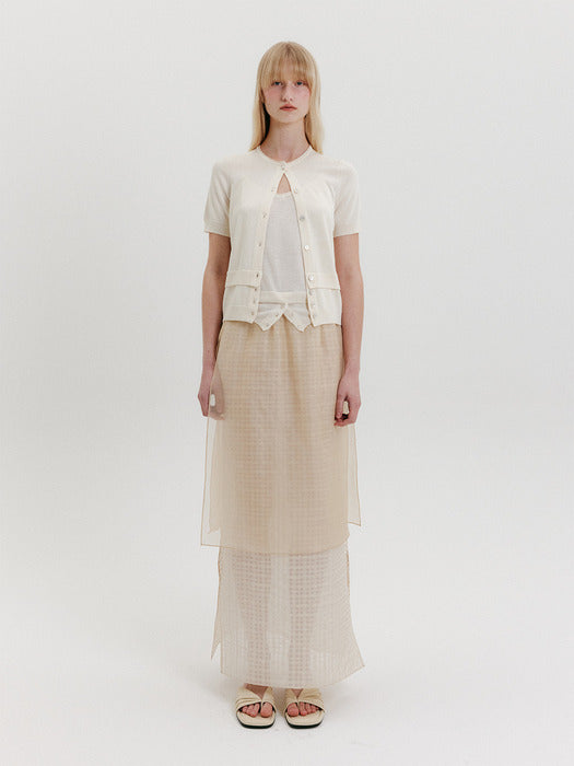 [EENK] Layered Knit Cardigan - Ivory